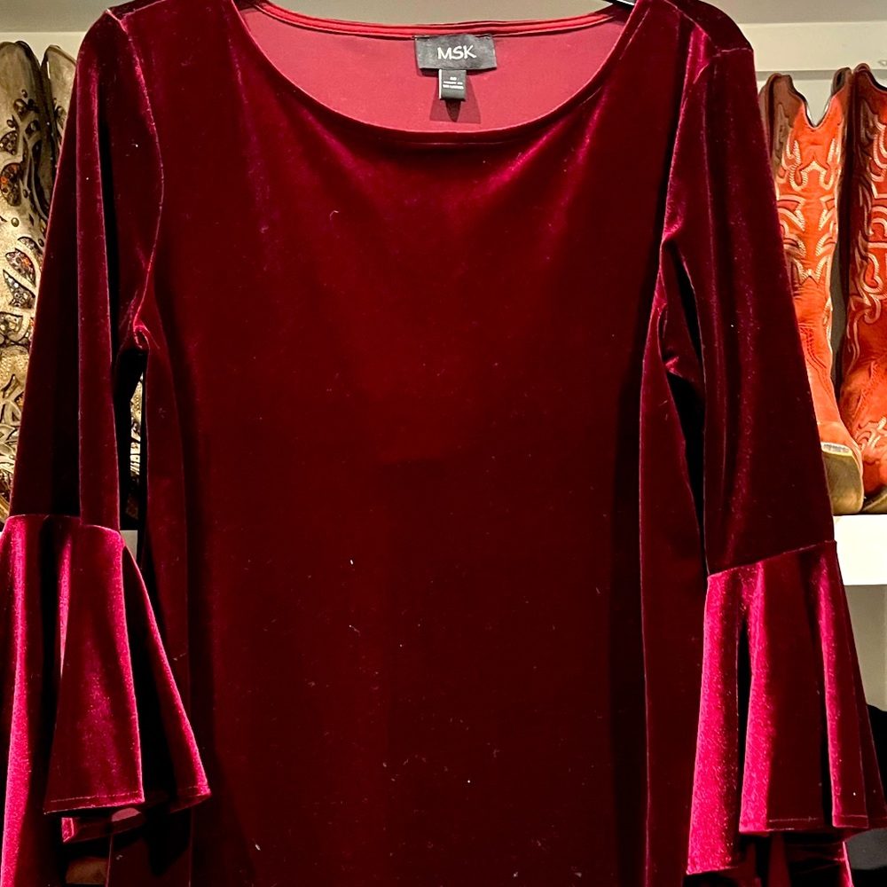 MSK dress. Velvet but not heavy. Burgundy. Size 12. Great shape